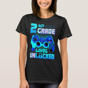 2nd Grade Level Unlocked Gamer Boys Kids First Day T-Shirt