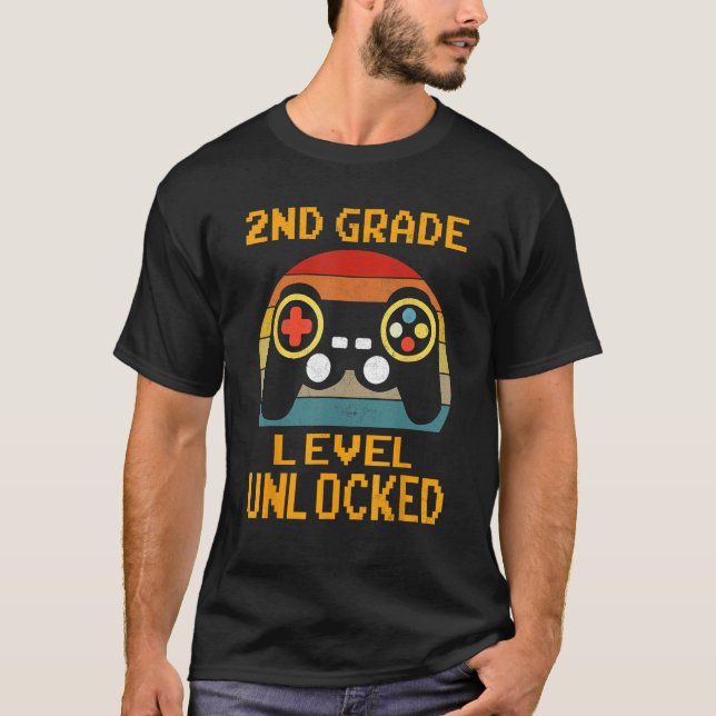2nd Grade Level Unlocked Gamer First Day Of School T-Shirt (Front)