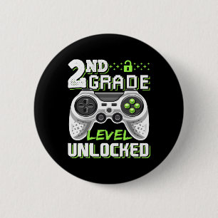 2nd Grade Level Unlocked Video Game Back To School 6 Cm Round Badge