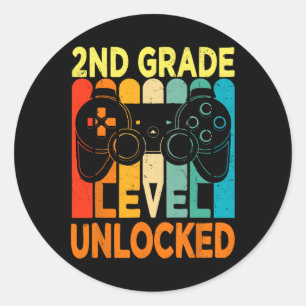 2nd Grade Level Unlocked Video Game Back To School Classic Round Sticker