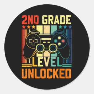 2nd Grade Level Unlocked Video Game Back To School Classic Round Sticker