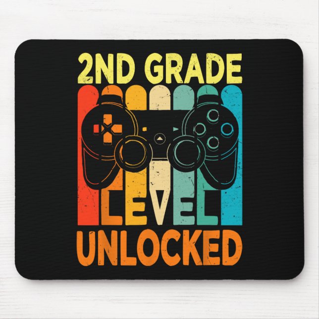 2nd Grade Level Unlocked Video Game Back To School Mouse Pad (Front)