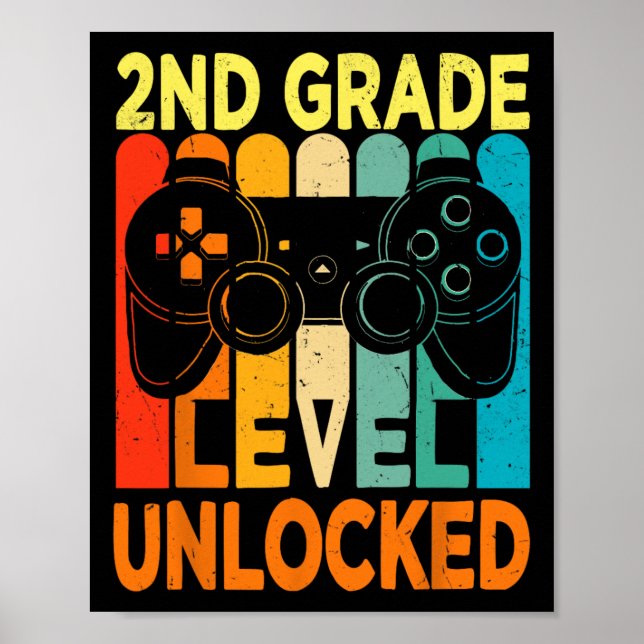 2nd Grade Level Unlocked Video Game Back To School Poster (Front)