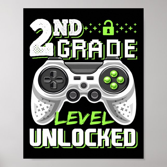 2nd Grade Level Unlocked Video Game Back To School Poster (Front)