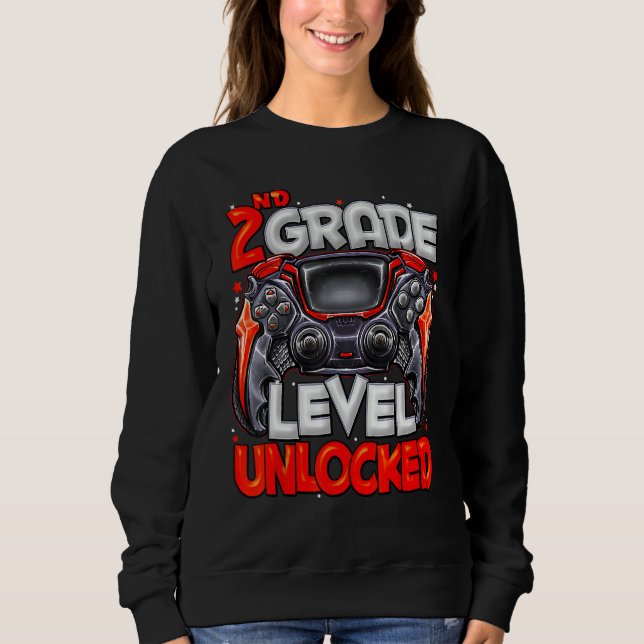 2nd Grade Level Unlocked Video Game Back To School Sweatshirt (Front)