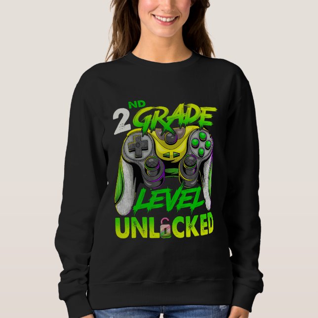 2nd Grade Level Unlocked Video Game Back to School Sweatshirt (Front)