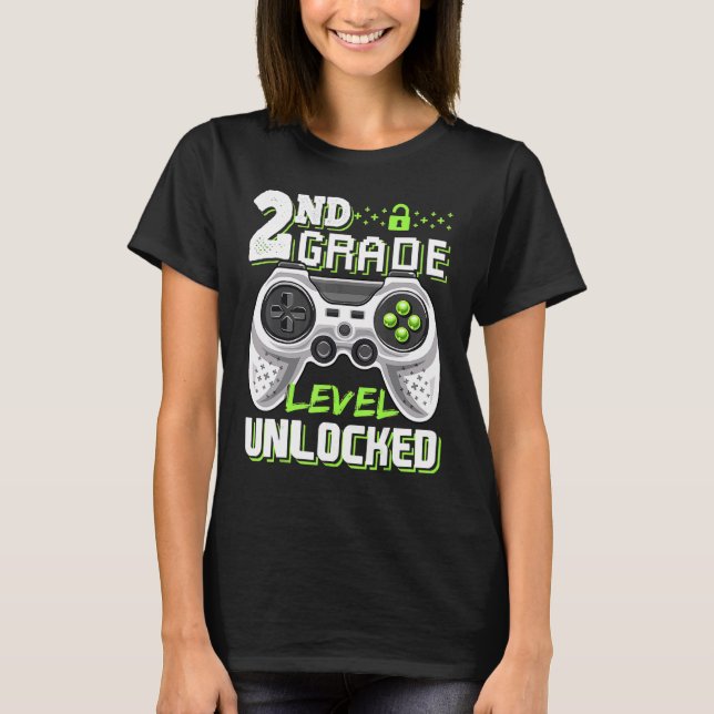 2nd Grade Level Unlocked Video Game Back To School T-Shirt (Front)