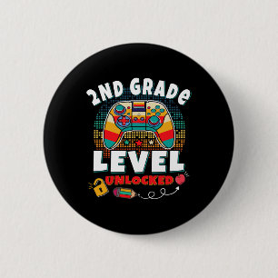 2nd Grade Level Unlocked Video Game Byck To School 6 Cm Round Badge