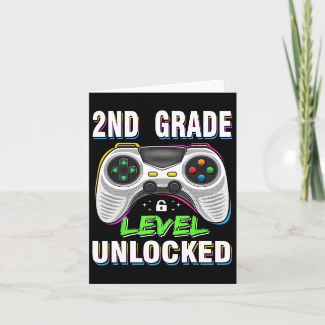 2nd Grade Level Unlocked Video Game Byck To School Card (Front)