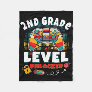 2nd Grade Level Unlocked Video Game Byck To School Fleece Blanket
