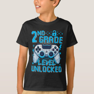2nd Grade Level Unlocked Video Game First Day Boy  T-Shirt