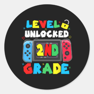 2nd Grade Level Unlocked Video Gamer Boy Kids Ck T Classic Round Sticker