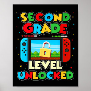2nd Grade Level Unlocked Video Gamer Boy Kids Ck T Poster