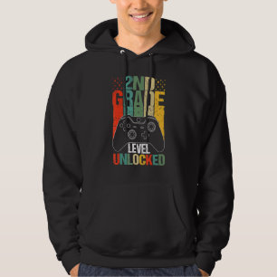 2nd Grade Level Unlocked Video Gamer Vintage Back  Hoodie