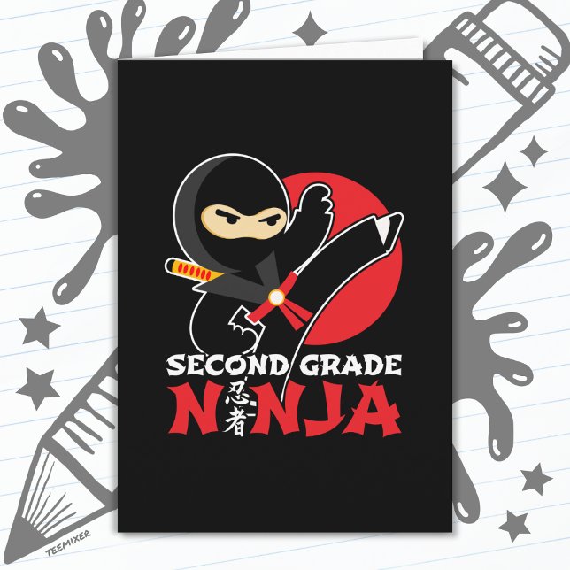 2nd Grade Ninja Kick First Day Back To School Card (Creator Uploaded)