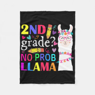 2nd Grade No Prob-llama Teacher Student First Day  Fleece Blanket