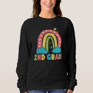 2nd Grade Rainbow Girl Boys Teacher Hello 2nd Grad Sweatshirt