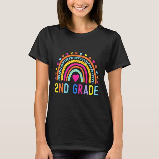2nd Grade Rainbow Girl Boys Teacher Hello Second G T-Shirt (Front)