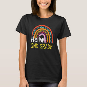 2nd Grade Rainbow Girl Boys Teacher Hello Second G T-Shirt
