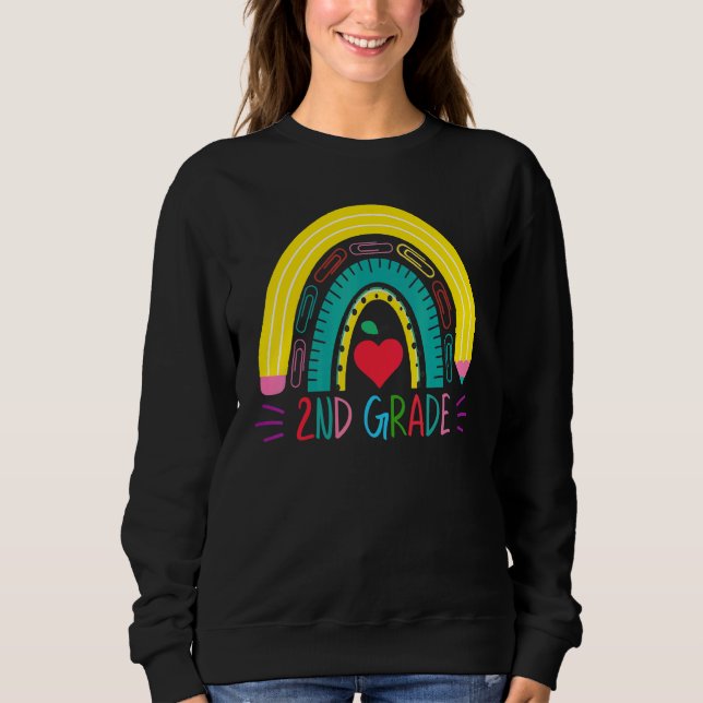 2nd Grade Rainbow Second Grade Squad Back To Schoo Sweatshirt (Front)