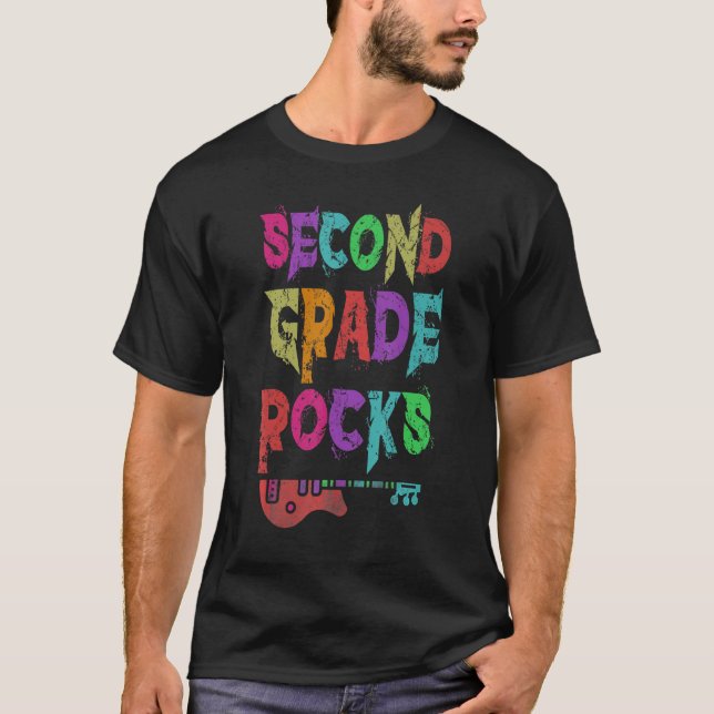 2nd Grade Rocks Student Teacher Rocking Third Grad T-Shirt (Front)