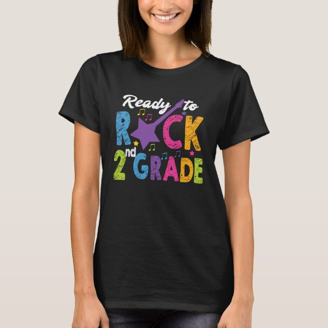 2nd Grade School Ready to Rock Second Back to Scho T-Shirt (Front)