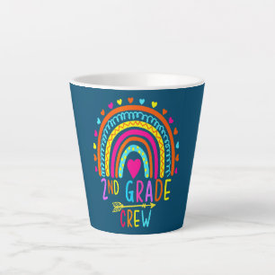 2nd Grade Second Grade Crew Rainbow Kids Teacher Latte Mug