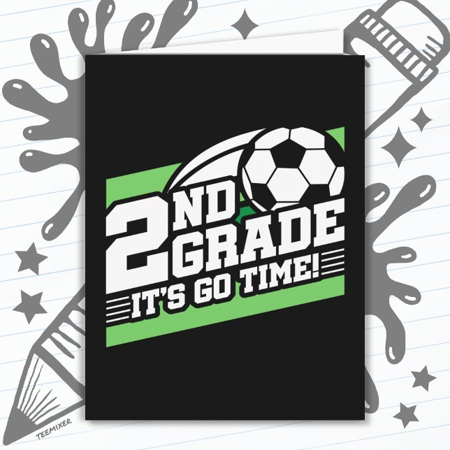 2nd Grade Soccer Football First Day Back To School Card (Creator Uploaded)