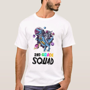2Nd Grade SQUAD Funny Astronaut Riding Rex Teacher T-Shirt