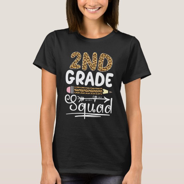 2nd Grade Squad Leopard Back To School Second Grad T-Shirt (Front)