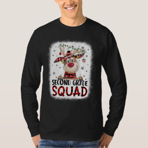 2nd Grade Squad Plaid Reindeer Santa Hat Teacher C T-Shirt