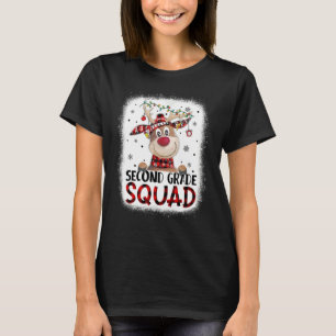 2nd Grade Squad Plaid Reindeer Santa Hat Teacher C T-Shirt