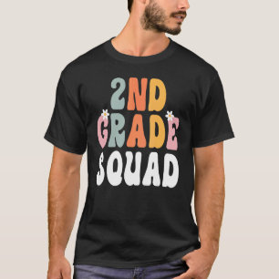 2nd Grade Squad Retro Groovy Teacher Happy 1st Day T-Shirt