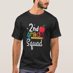 2nd Grade Squad Second Teacher Student Funny Back  T-Shirt
