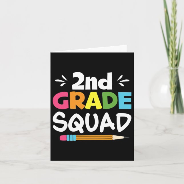 2nd Grade Squad Second Teacher Student Team Back T Card (Front)