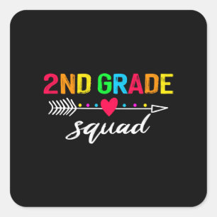 2nd grade squad square sticker