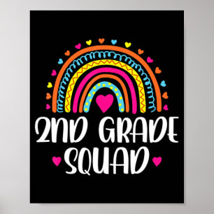 2nd Grade Squad Teacher Fun Rainbow Lover Back To Poster