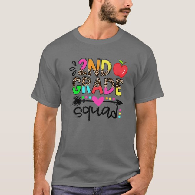 2Nd Grade Squad Teacher Student Second Grade Back T-Shirt (Front)