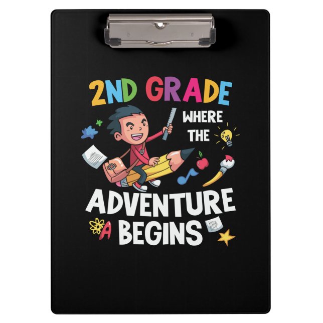 2nd Grade Teacher 2nd Grade Adventure Begins Clipboard (Front)