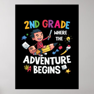 2nd Grade Teacher 2nd Grade Adventure Begins Poster