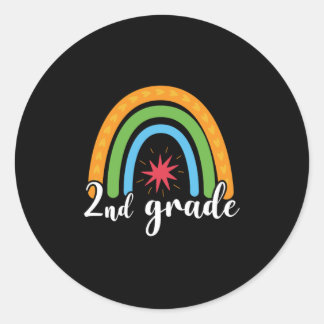 2nd Grade Teacher 2nd Grade Rainbow Classic Round Sticker