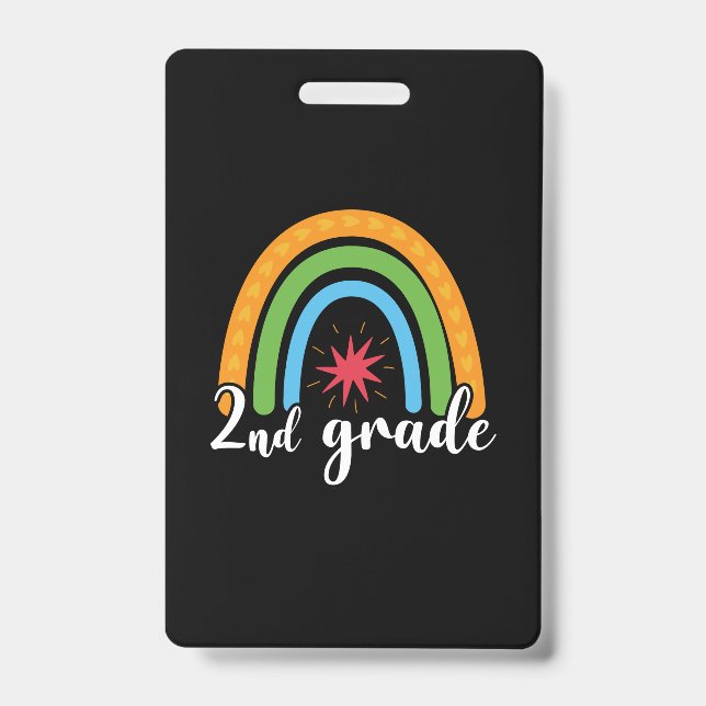 2nd Grade Teacher 2nd Grade Rainbow ID Badge (Front)