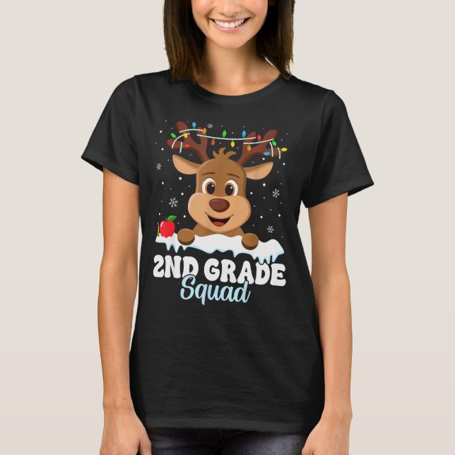 2nd Grade Teacher Christmas Second Grade Squad Rei T-Shirt (Front)