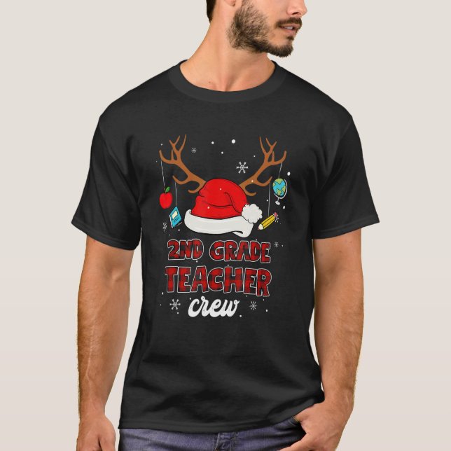 2nd Grade Teacher Crew Santa Hat Stethoscope Chris T-Shirt (Front)