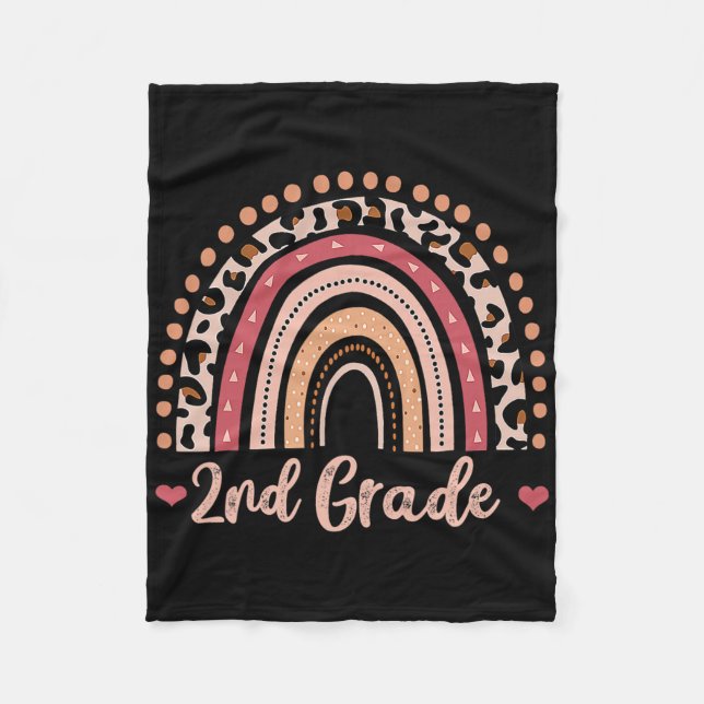 2nd Grade Teacher Fun Rainbow Lover Ck To School  Fleece Blanket (Front)