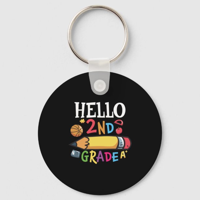 2nd Grade Teacher Hello 2nd Grade Pencil Key Ring (Front)