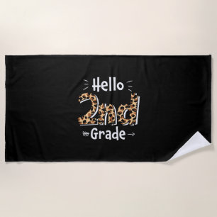 2nd Grade Teacher Hello Leopard 2nd Grade Beach Towel