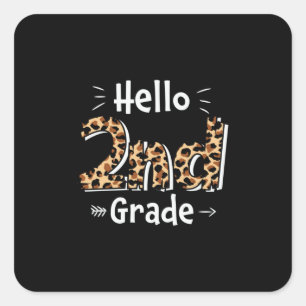 2nd Grade Teacher Hello Leopard 2nd Grade Square Sticker
