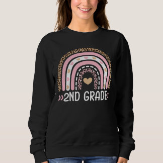 2nd Grade Teacher Leopard Rainbow Cute Back To Sch Sweatshirt