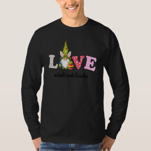 2nd Grade Teacher Life Gnome Egg Hunting Easter Da T-Shirt
